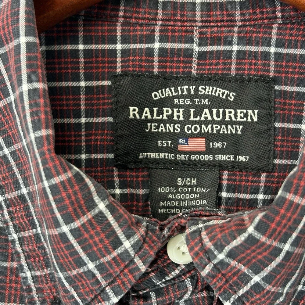 Polo Ralph Lauren Jeans Co. Men's Small Button‎ Down Red Plaid RL Flag Shirt
